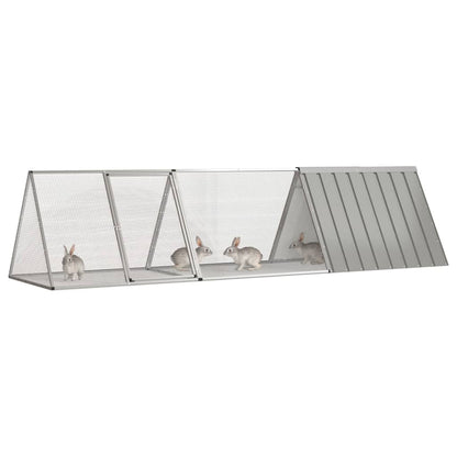 Konijnenhok 302,5x80,5x71 cm gegalvaniseerd staal grijs