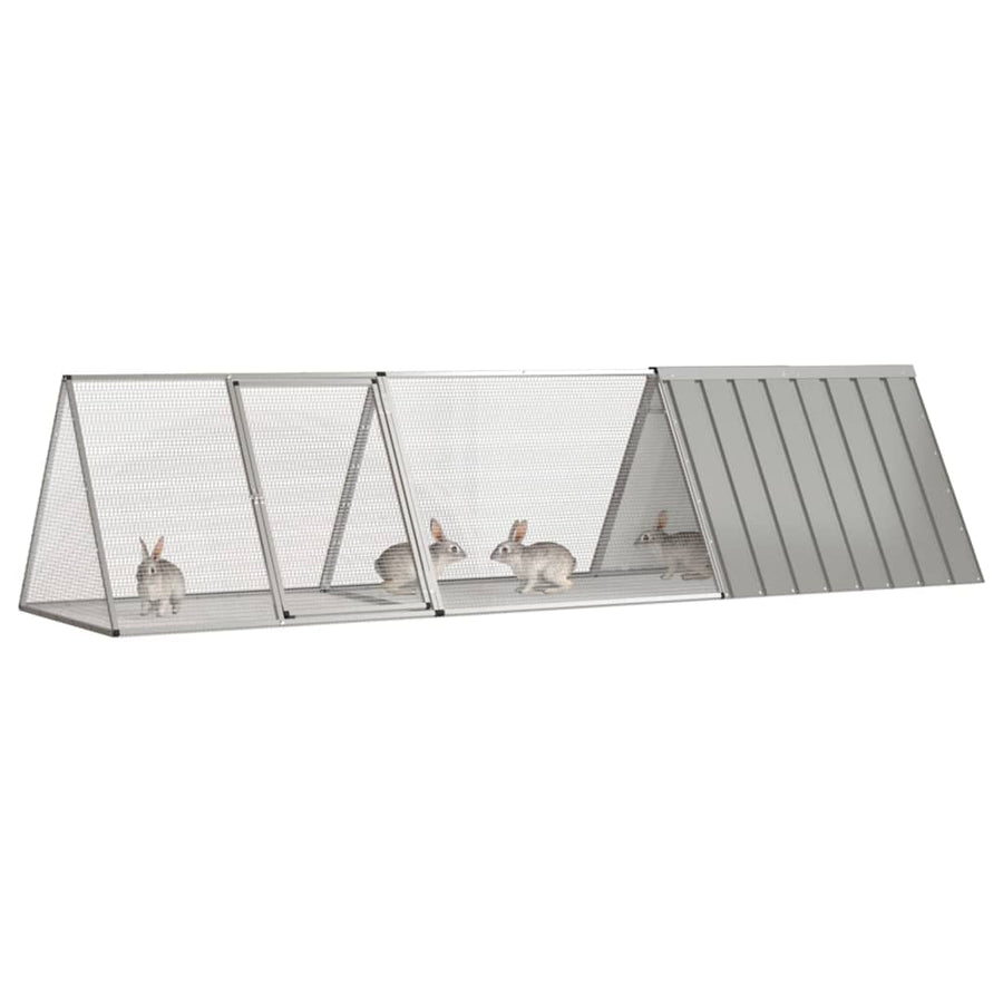 Konijnenhok 302,5x80,5x71 cm gegalvaniseerd staal grijs