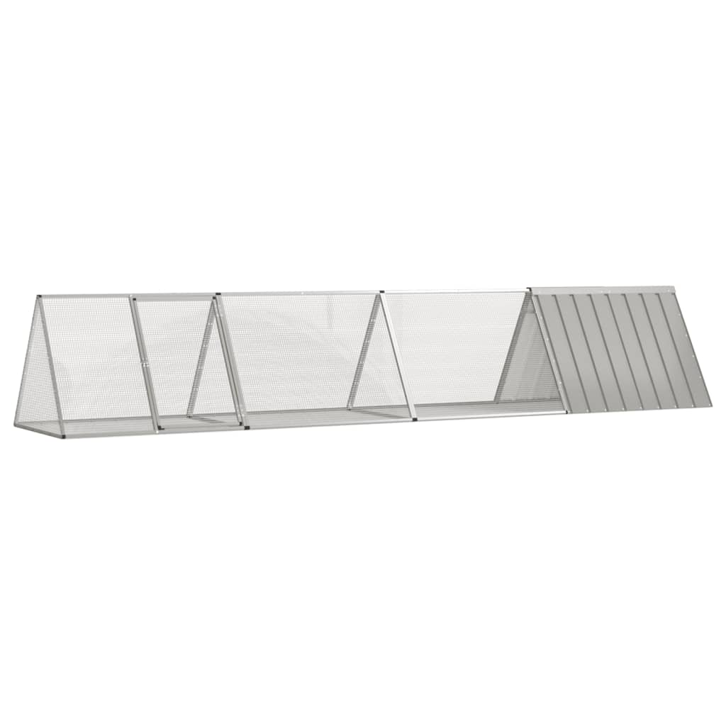 Konijnenhok 403,5x80,5x71 cm gegalvaniseerd staal grijs