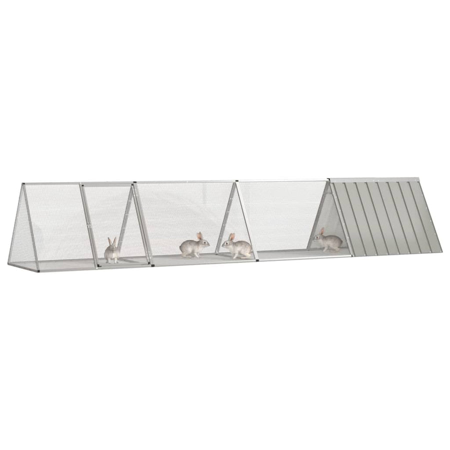 Konijnenhok 403,5x80,5x71 cm gegalvaniseerd staal grijs