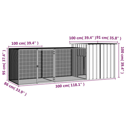 Kippenhok Gegalvaniseerd Staal 300 x 91 x 100 cm
