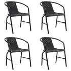 Tuinstoelen 4 st kunststof poly rattan staal zwart