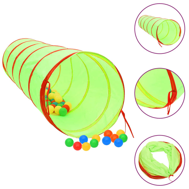 Kinderspeeltunnel Met 250 Ballen 75 Cm Polyester Groen Multikleur