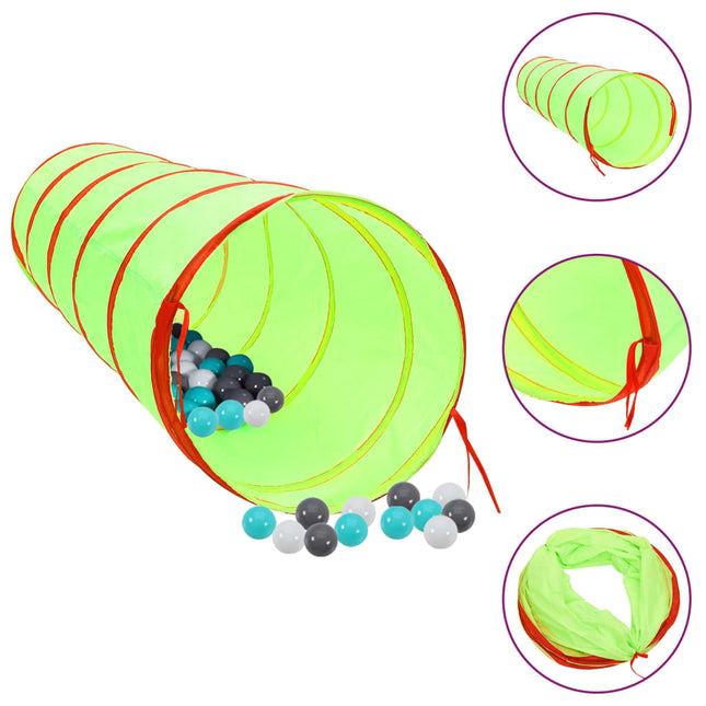 Kinderspeeltunnel Met 250 Ballen 75 Cm Polyester Groen Meerkleurig 1