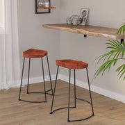Barkrukken 2 st massief mangohout 45x40x63 cm
