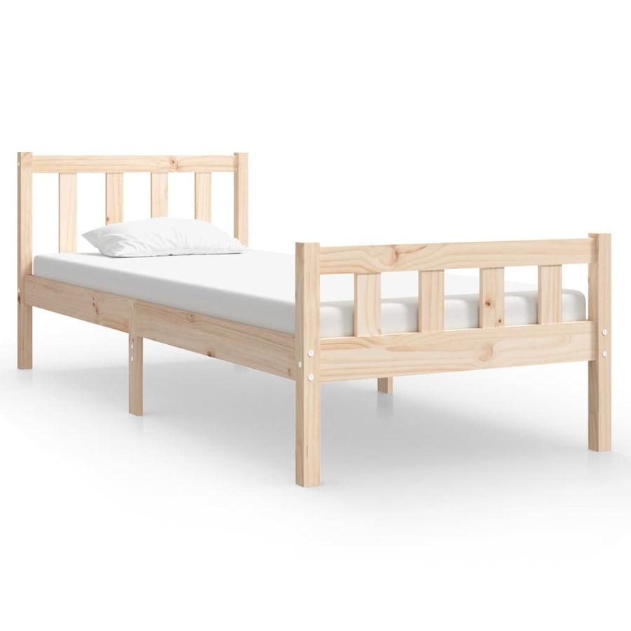 Bedframe Massief Hout 75 x 190 cm Naturel