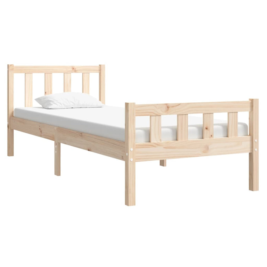 Bedframe Massief Hout 75 x 190 cm Naturel