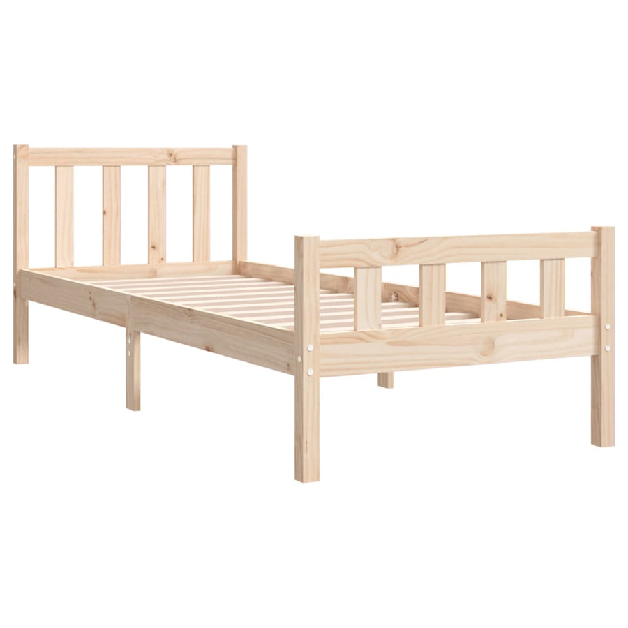 Bedframe Massief Hout 75 x 190 cm Naturel
