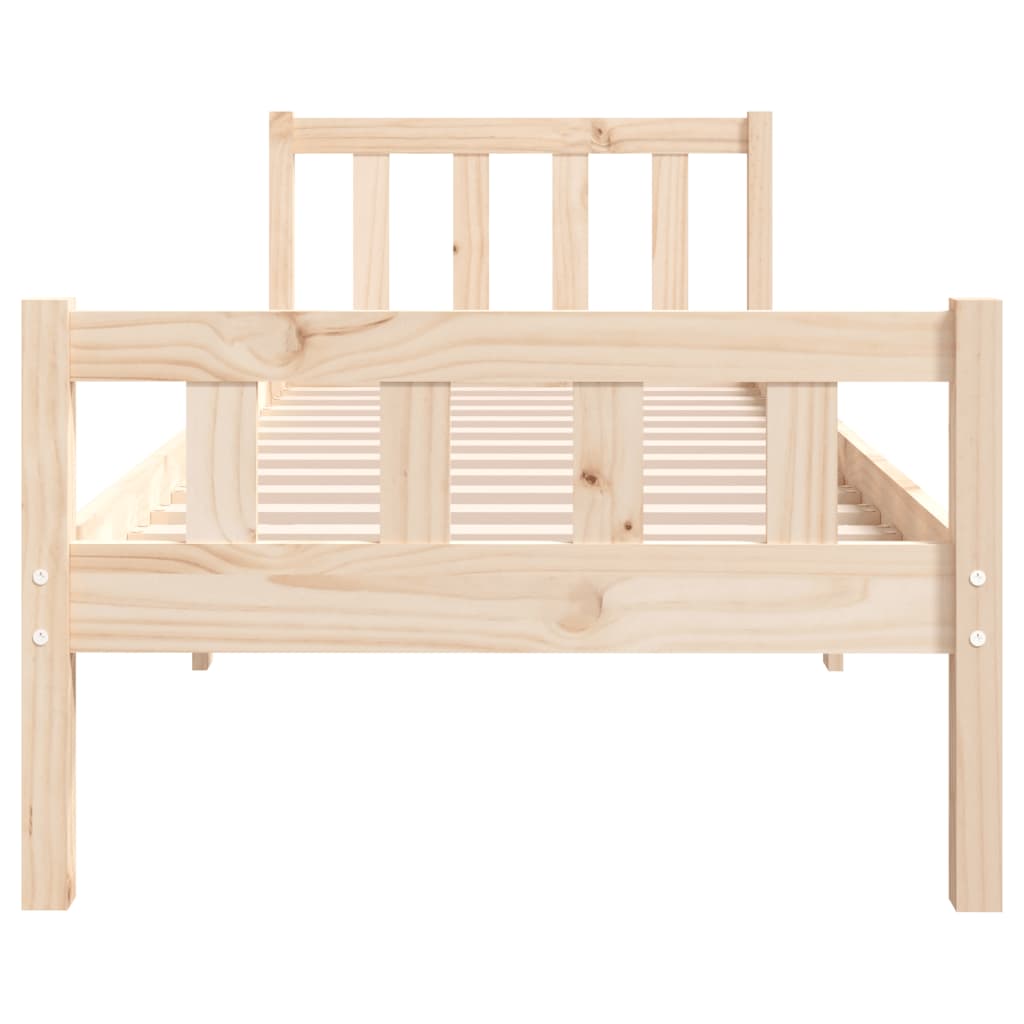 Bedframe Massief Hout 75 x 190 cm Naturel