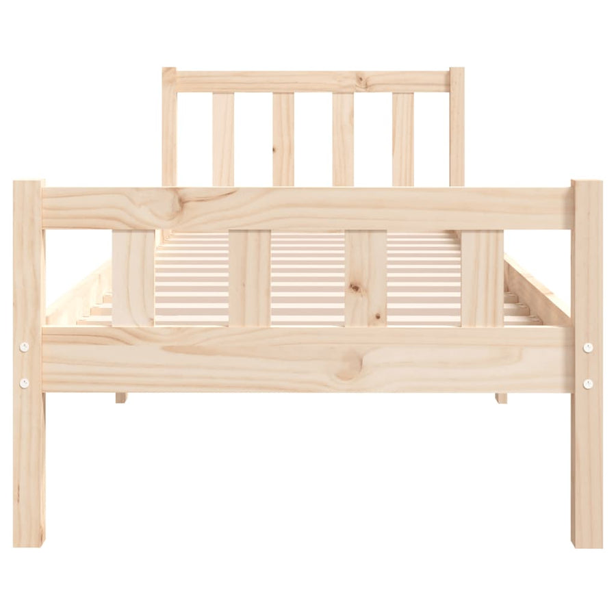 Bedframe Massief Hout 75 x 190 cm Naturel