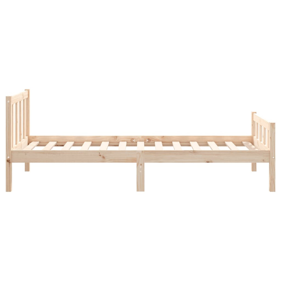 Bedframe Massief Hout 75 x 190 cm Naturel
