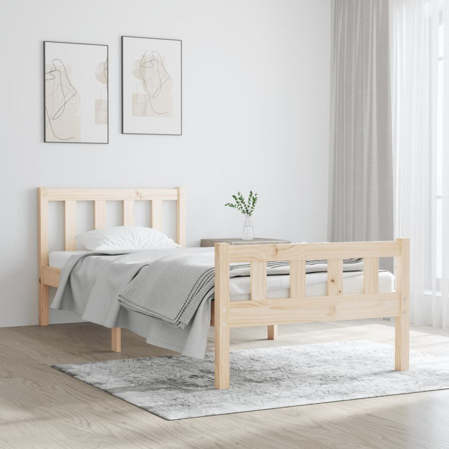 Bedframe Massief Hout 75 x 190 cm Naturel