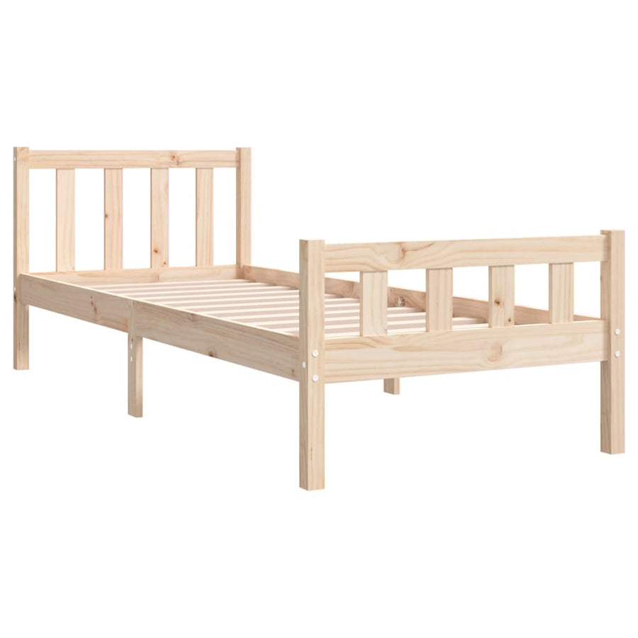 Bedframe Massief Hout Single 90 x 190 cm Naturel