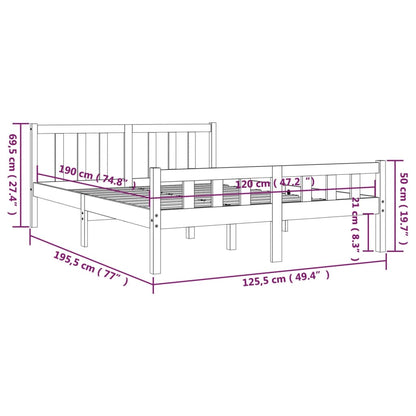 Bedframe Massief Hout Small Double 120 x 190 cm Naturel