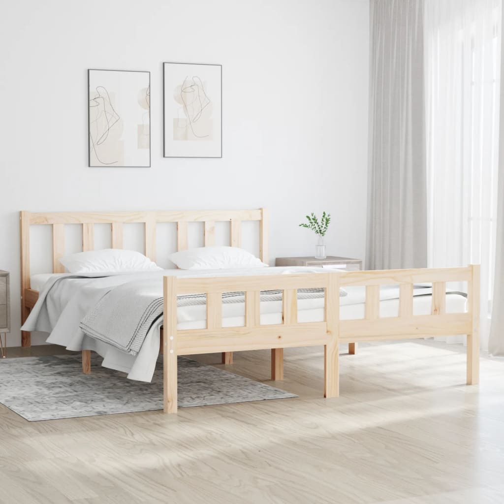 Bedframe Massief Hout Small Double 120 x 190 cm Naturel