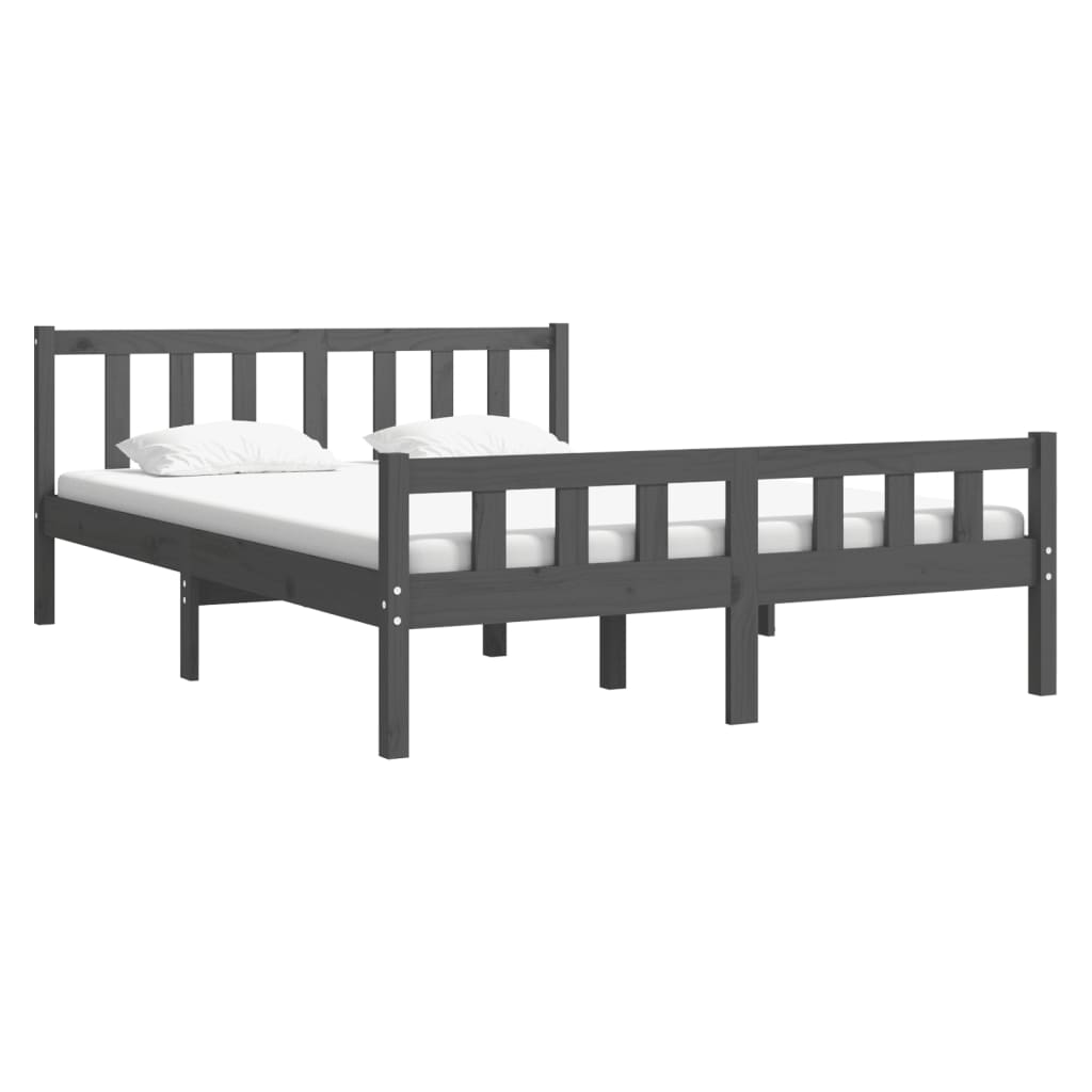 Bedframe Massief Hout 140 x 190 cm Grijs
