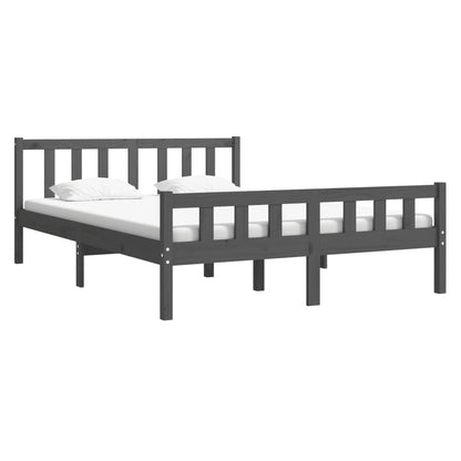 Bedframe Massief Hout 140 x 190 cm Grijs