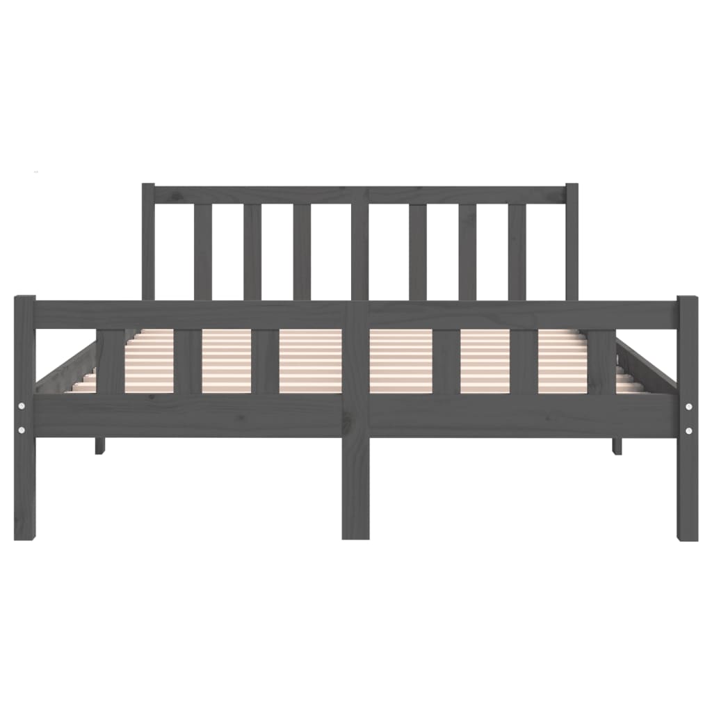 Bedframe Massief Hout 140 x 190 cm Grijs