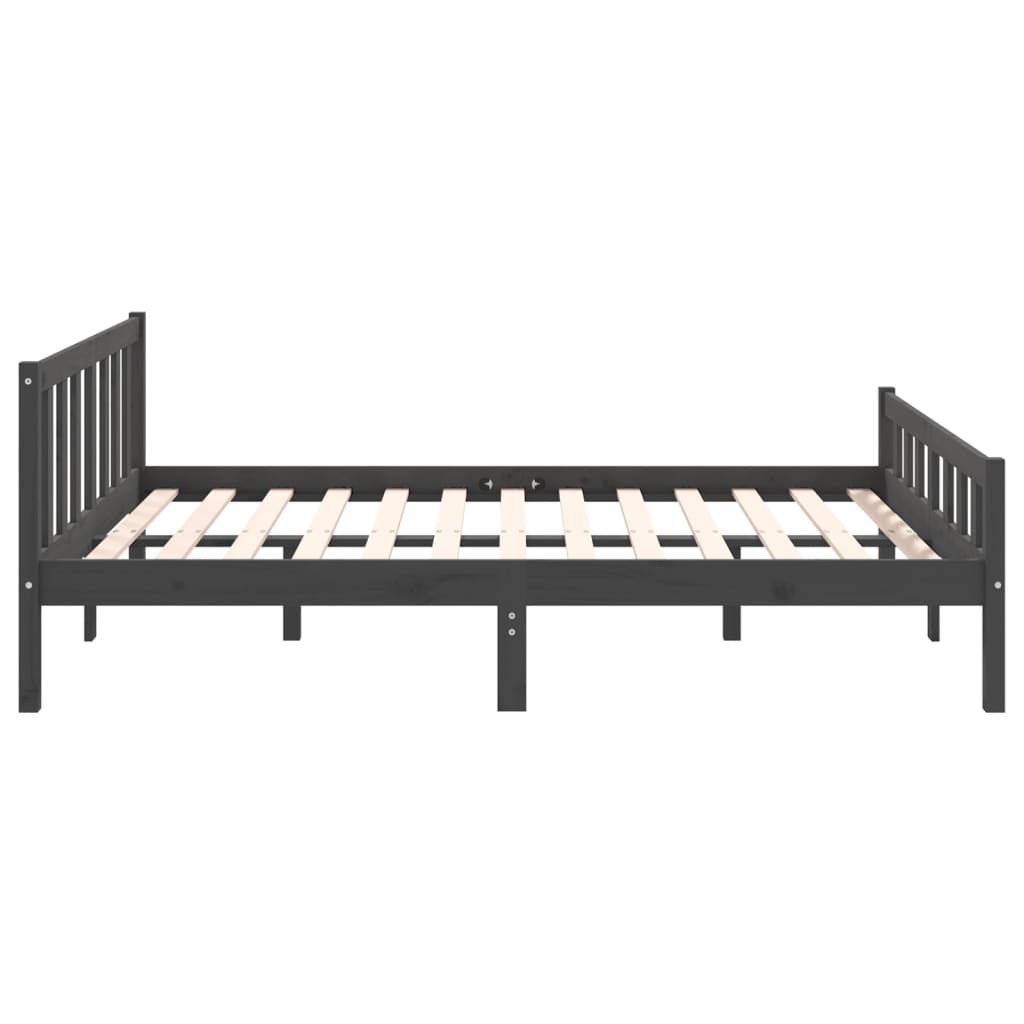 Bedframe Massief Hout 140 x 190 cm Grijs