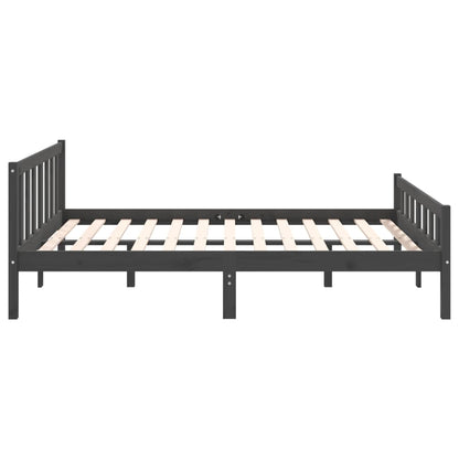 Bedframe Massief Hout 140 x 190 cm Grijs