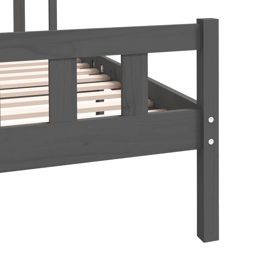 Bedframe Massief Hout 140 x 190 cm Grijs