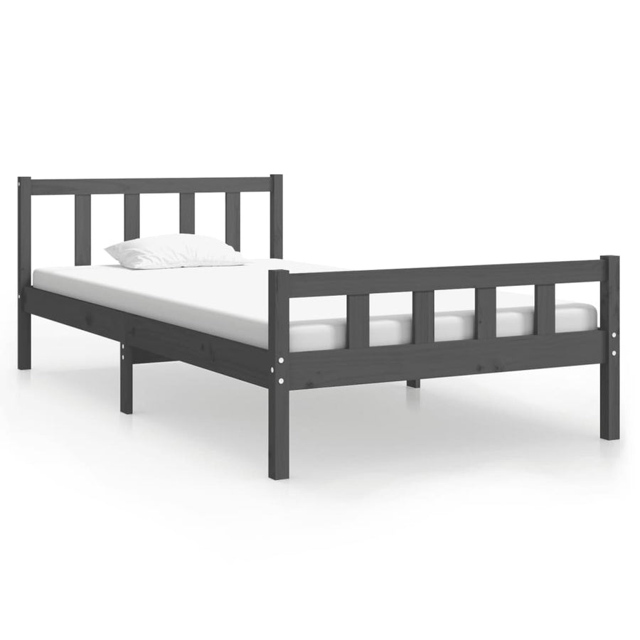 Bedframe Massief Hout 100 x 200 cm Grijs
