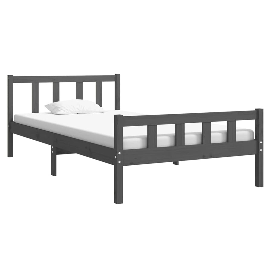 Bedframe Massief Hout 100 x 200 cm Grijs