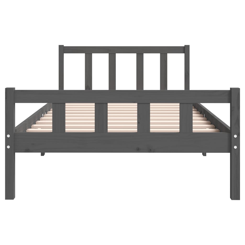 Bedframe Massief Hout 100 x 200 cm Grijs
