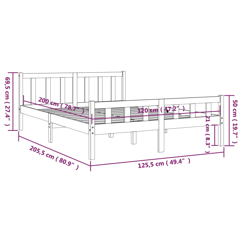 Bedframe Massief Hout 120 x 200 cm Honingbruin
