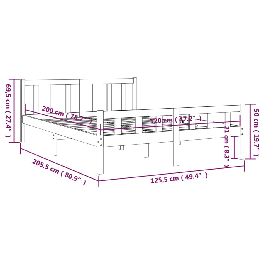 Bedframe Massief Hout 120 x 200 cm Honingbruin