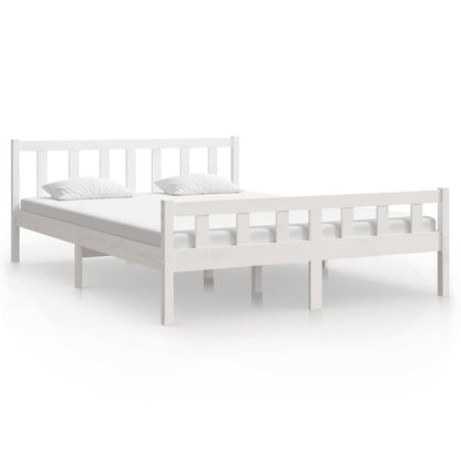 Bedframe Massief Hout King Size 150 x 200 cm Wit