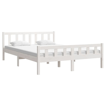 Bedframe Massief Hout King Size 150 x 200 cm Wit