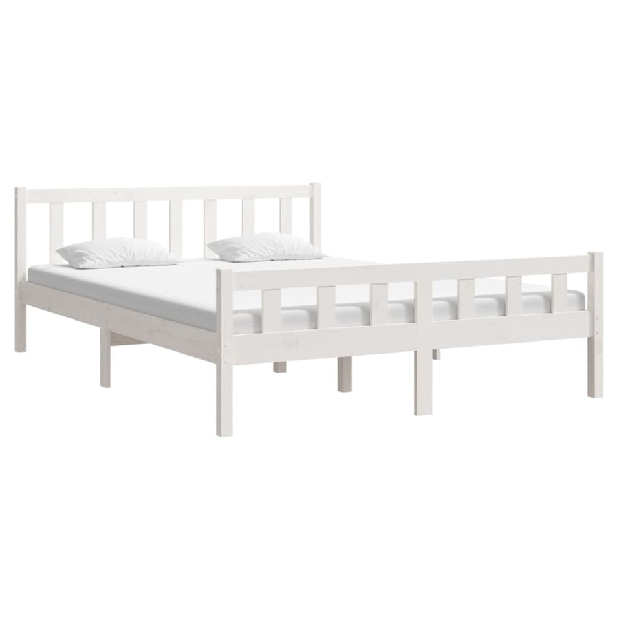 Bedframe Massief Hout King Size 150 x 200 cm Wit