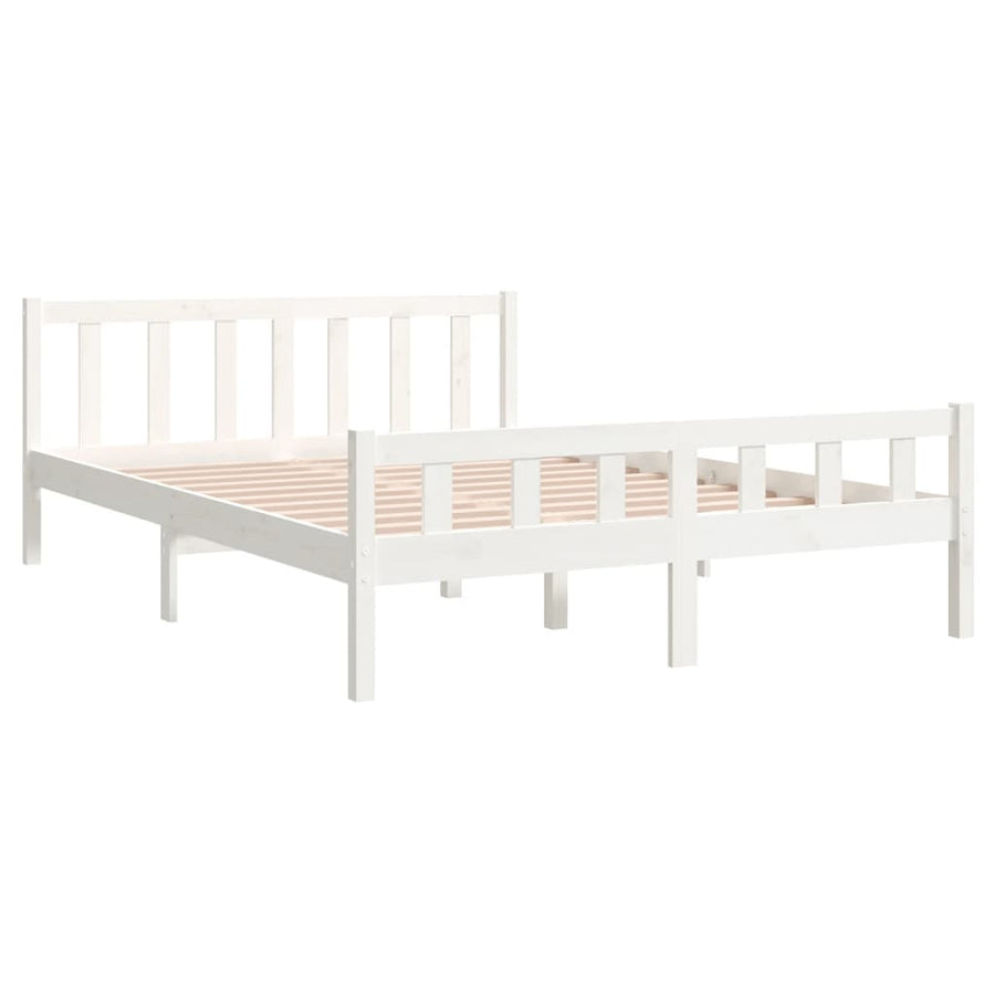 Bedframe Massief Hout King Size 150 x 200 cm Wit