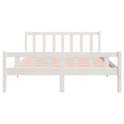 Bedframe Massief Hout King Size 150 x 200 cm Wit