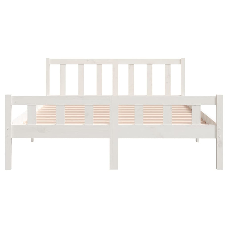 Bedframe Massief Hout King Size 150 x 200 cm Wit