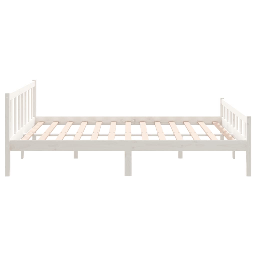 Bedframe Massief Hout King Size 150 x 200 cm Wit