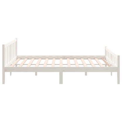 Bedframe Massief Hout King Size 150 x 200 cm Wit