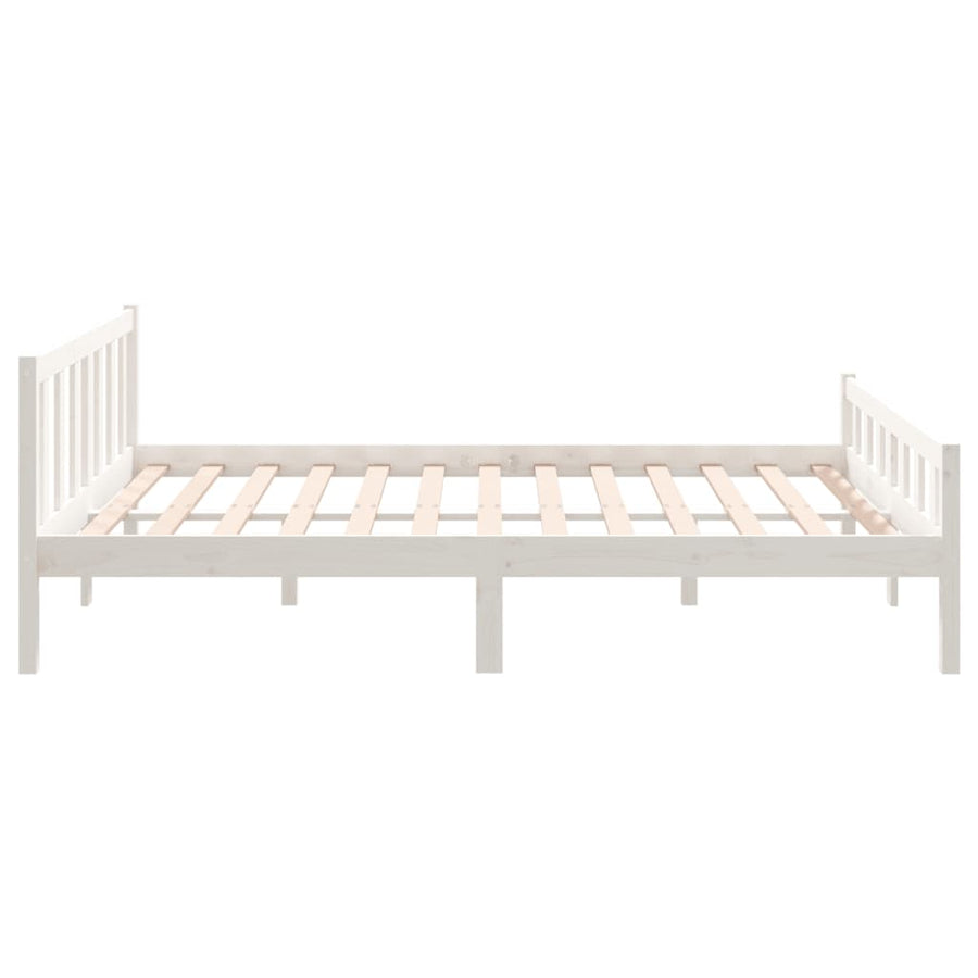 Bedframe Massief Hout King Size 150 x 200 cm Wit