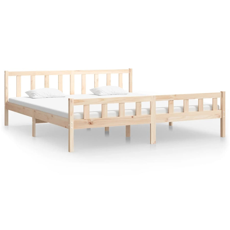 Bedframe Massief Hout 160 x 200 cm Naturel