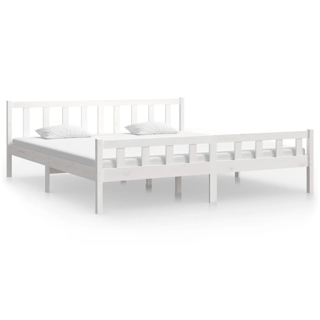 Bedframe Massief Hout 160 x 200 cm Wit