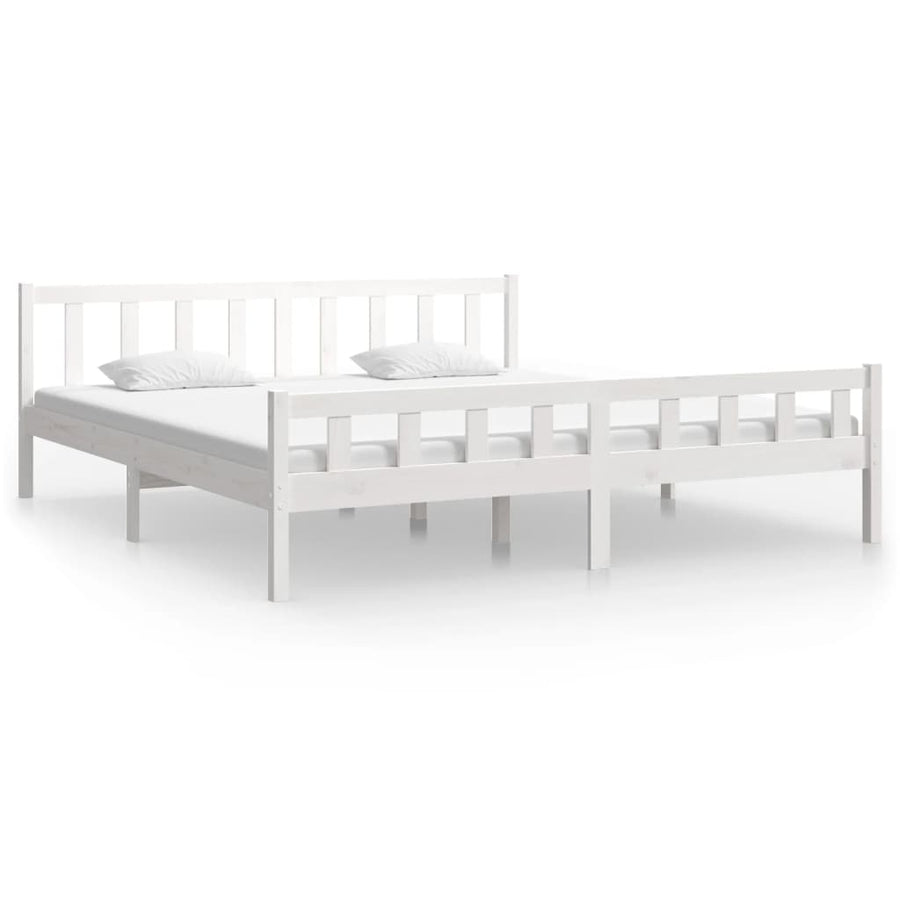 Bedframe Massief Hout 160 x 200 cm Wit
