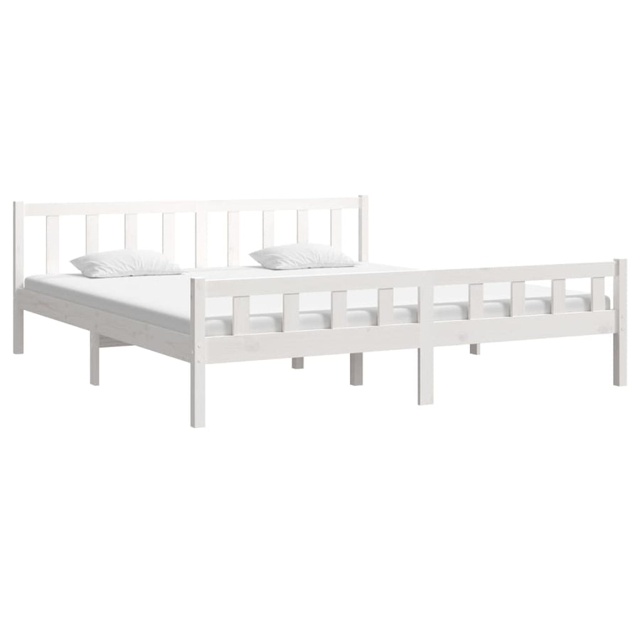 Bedframe Massief Hout 160 x 200 cm Wit