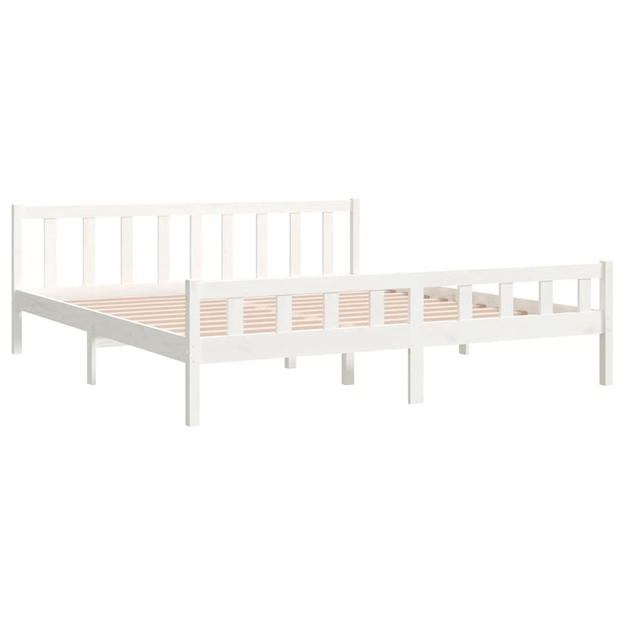 Bedframe Massief Hout 160 x 200 cm Wit
