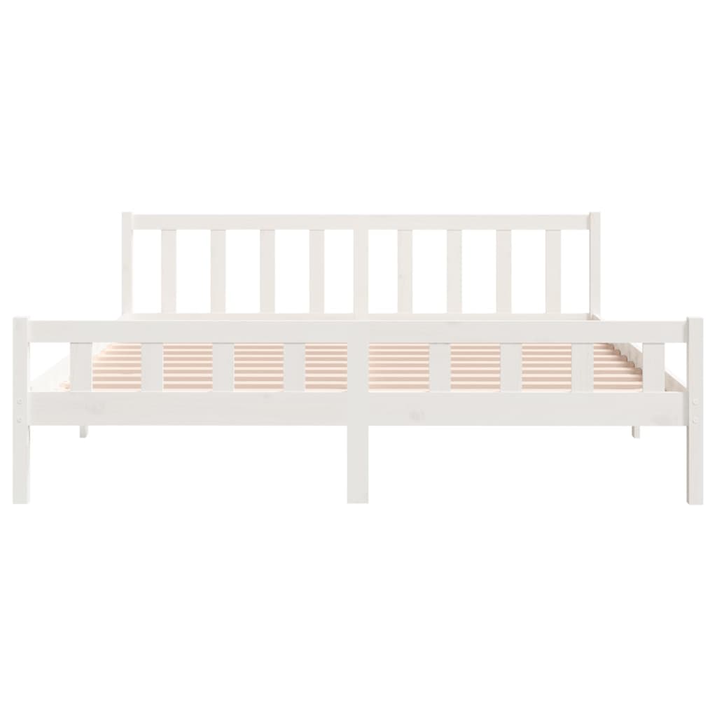 Bedframe Massief Hout 160 x 200 cm Wit