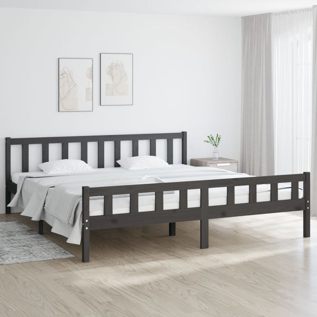 Bedframe Massief Hout 160 x 200 cm Grijs