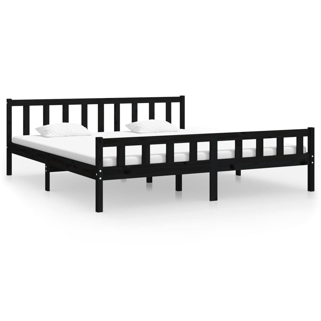 Bedframe massief hout zwart 160x200 cm