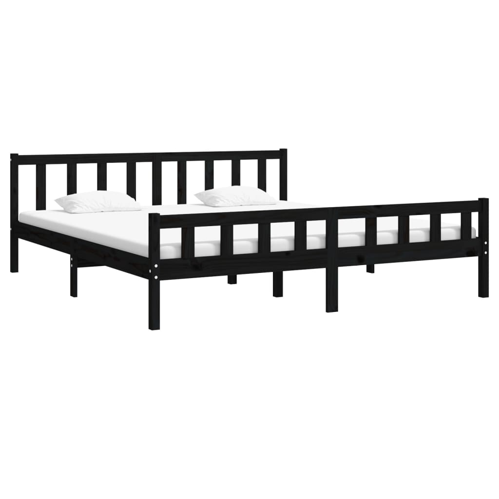 Bedframe massief hout zwart 160x200 cm