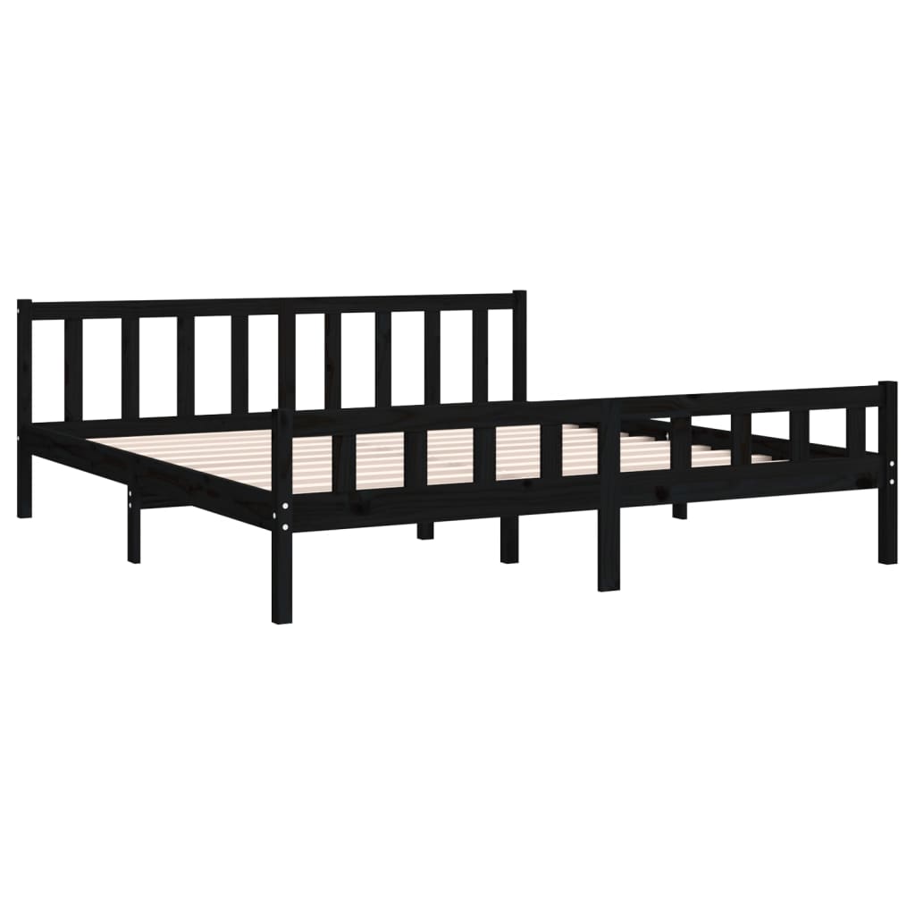 Bedframe massief hout zwart 160x200 cm