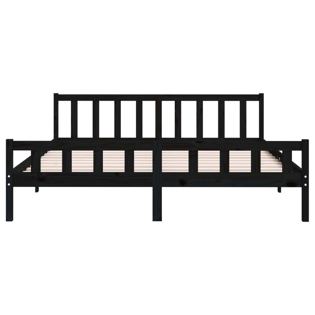 Bedframe massief hout zwart 160x200 cm